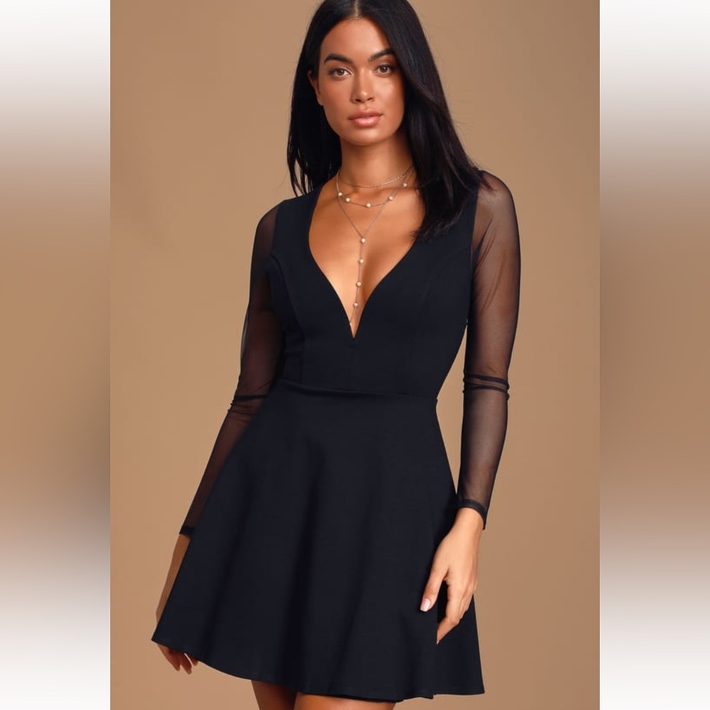 Lulus | Angelic Attitude Black Long Sleeve Skater Dress